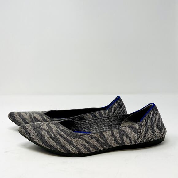 Rothy's The Point Grey Zebra Stripe Size 6 Slip On Ballet Flats - Picture 1 of 8